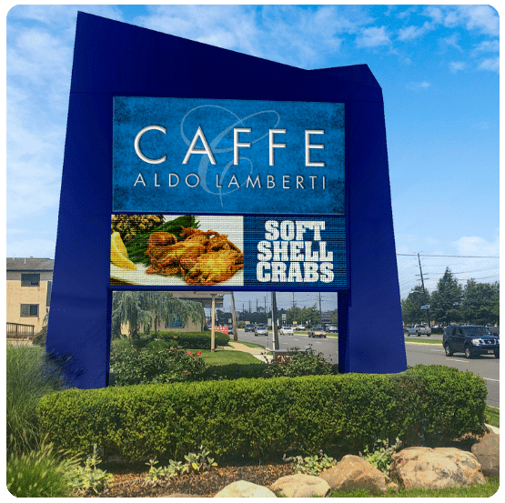 Best EMC Digital Sign for Restaurants in American visual of a large roadside digital EMC sign